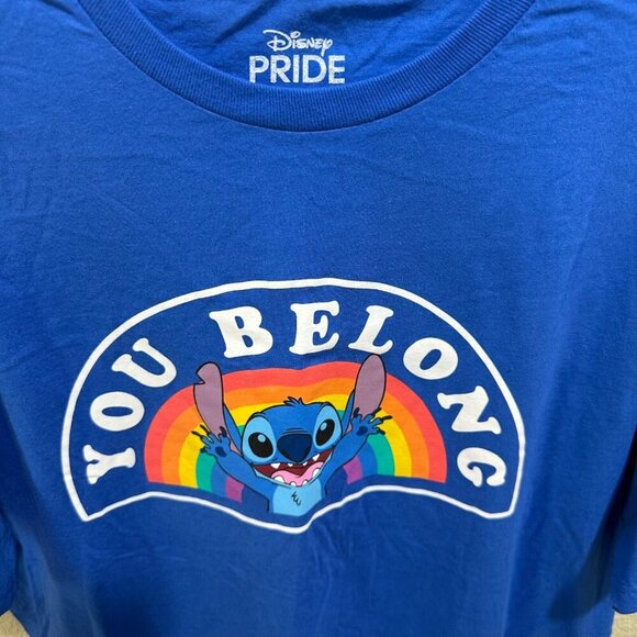 Disney Pride Collection Adult‎ Size XL Blue Stitch Rainbow ‘You Belong’ T-Shirt - Picture 4 of 6